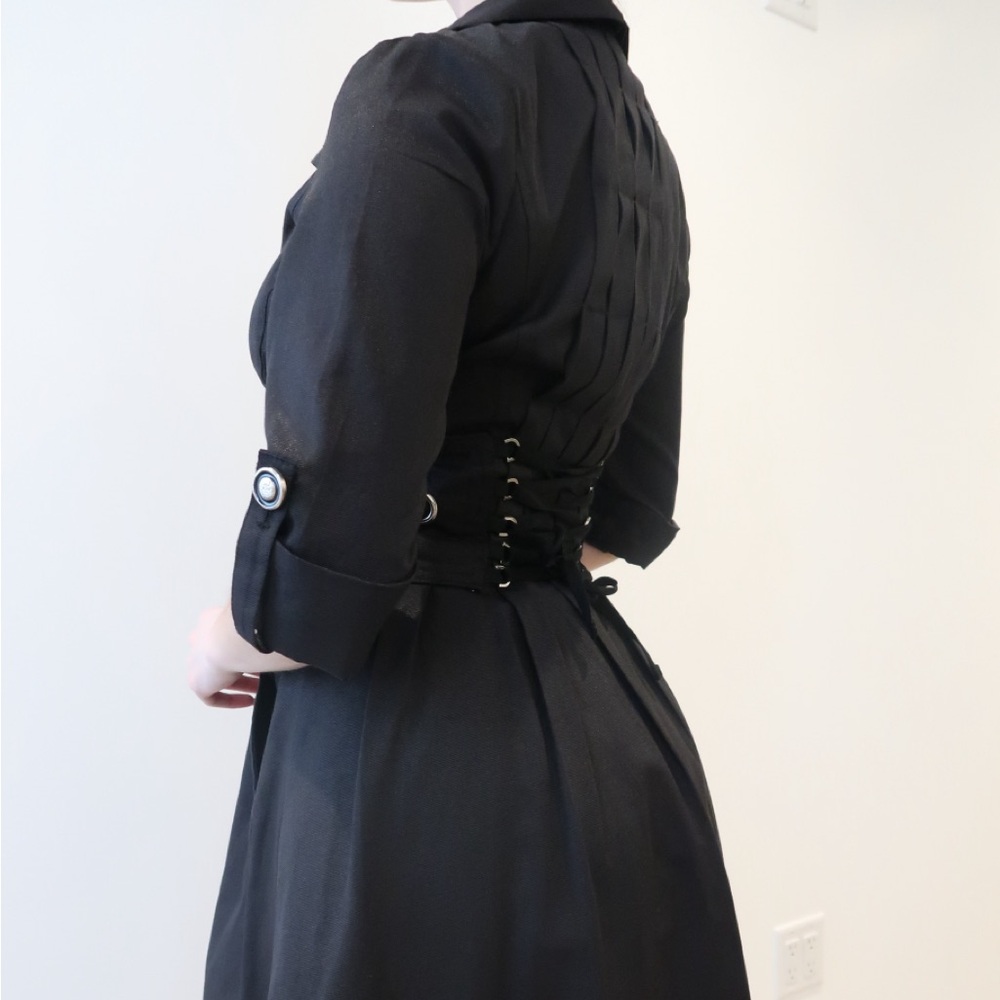 Black Vintage Grunge Coat Dress
